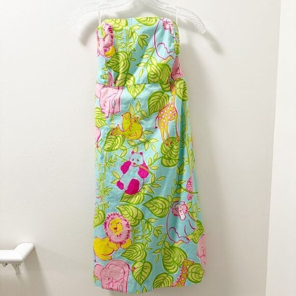 Lilly Pulitzer Sabrina Strapless Dress | San Diego Zoo Print - Size 10 - Picture 1 of 3